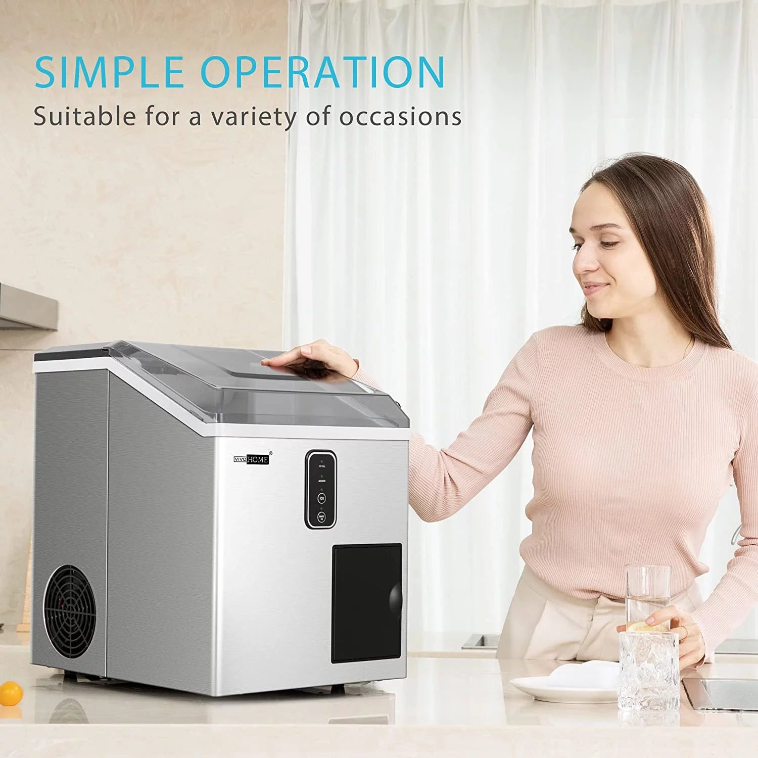 2 in 1 Countertop Ice Maker & Ice Shaver Machine, 33lbs/Day C72017