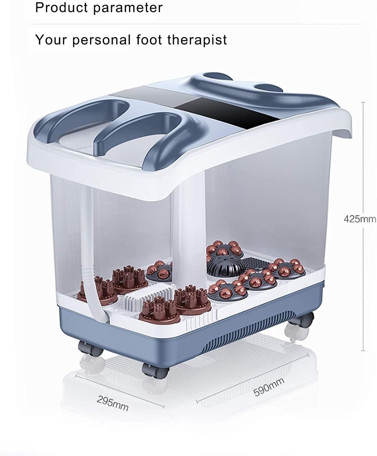 Foot Spa Bath Massager with Heat, Bubble Jets and 6 Electric Long Massage Rollers B974330