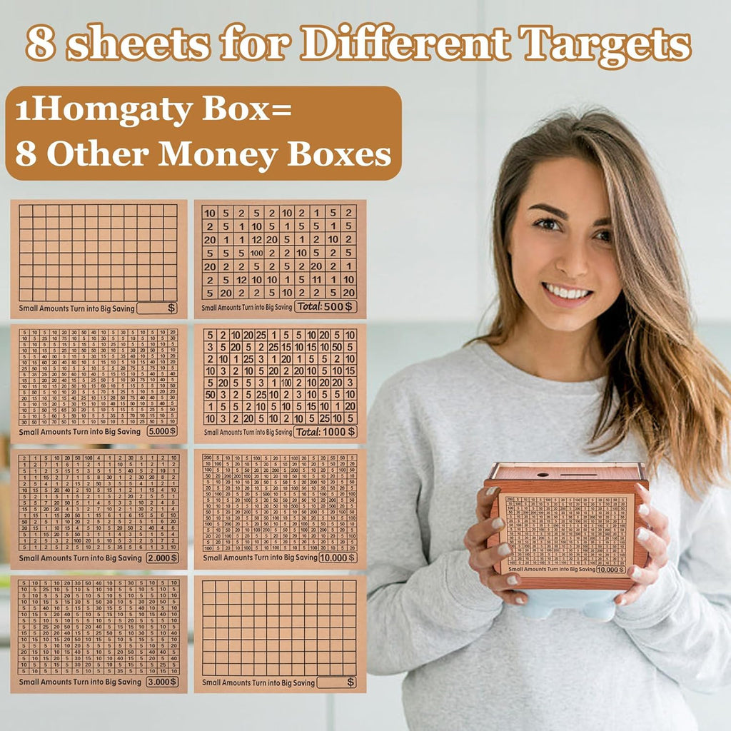Wooden Money Saving Box with Counter H190