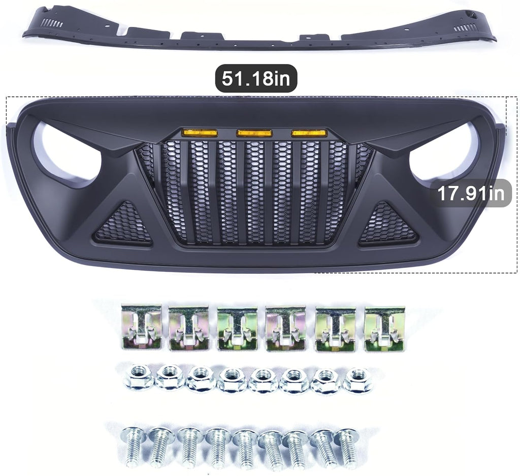 Front Grille with Amber LED Lights for Jeep Wrangler JL JLU Gladiator JT U1135