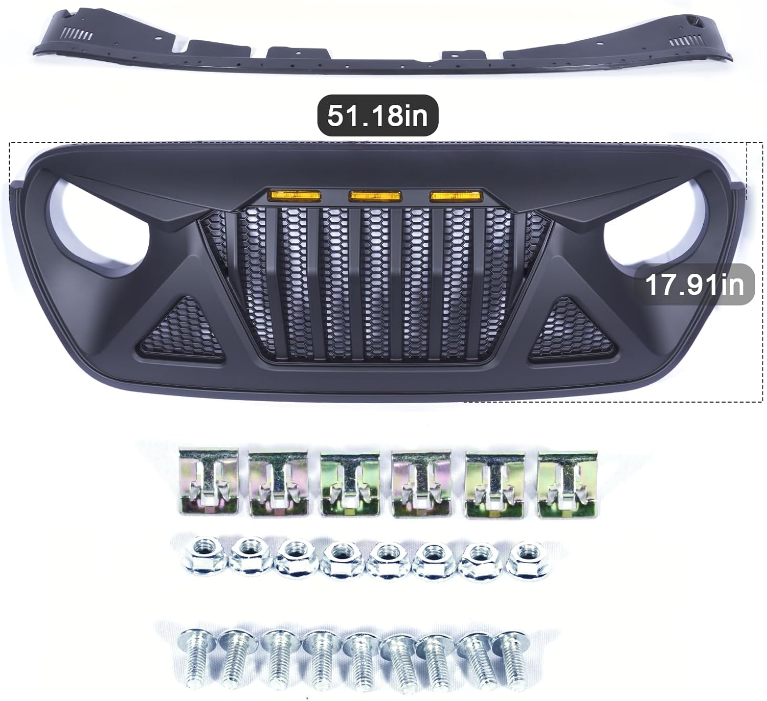 Front Grille with Amber LED Lights for Jeep Wrangler JL JLU Gladiator JT U1135
