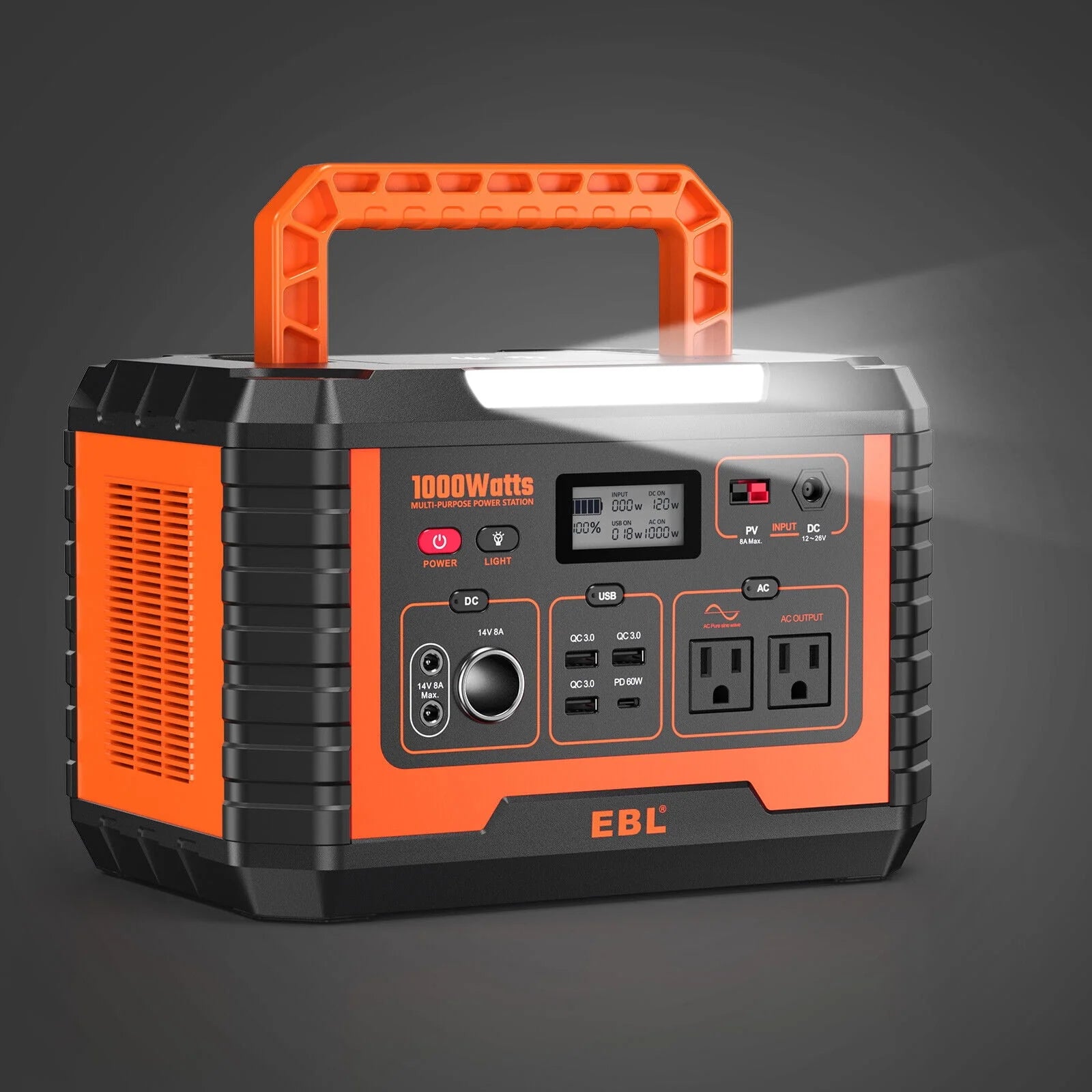 2Packs Portable Power Station 1000W Solar Generator 270000mAh Waterproof I935