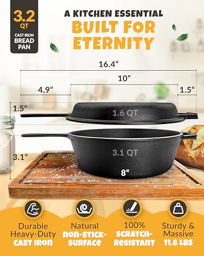 Rectangular Cast Iron Dutch Oven 3.2QT with Lid K92704