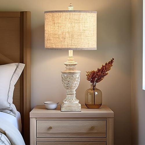 Set of 2 26" Rustic Resin Table Lamps with USB A/C Ports H22171
