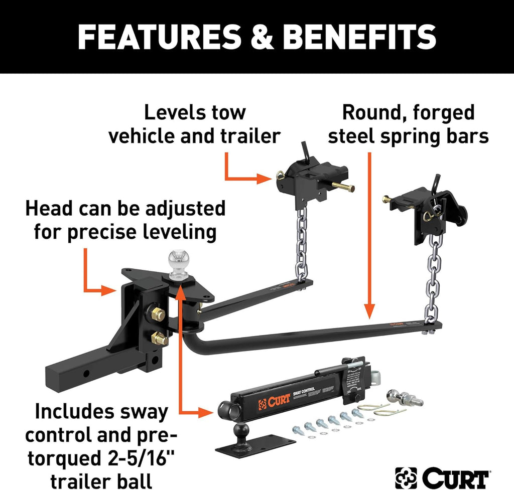 Black Round Bar Weight Distribution Hitch with 2-in Shank, 2-5/16-Inch Ball H4547