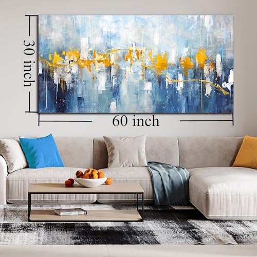 Abstract Canvas Wall-Art Blue Large Size 24" x 48" W11012
