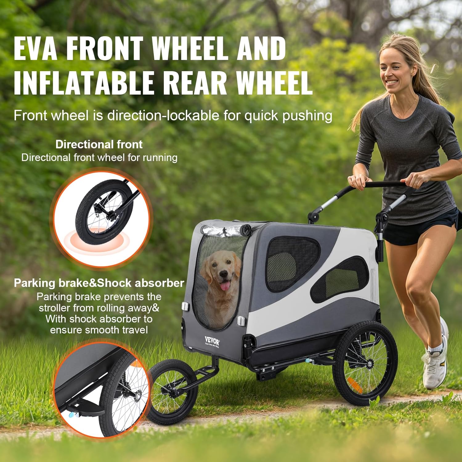 Black/Gray Dog Bike Trailer with Quick Release Wheels X348