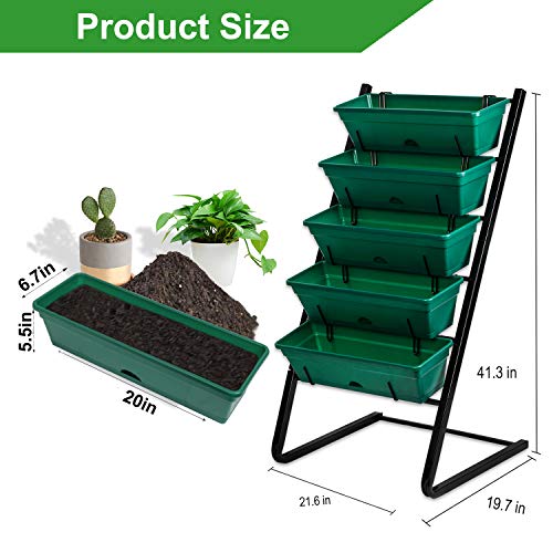 Vertical Garden Herb Raised Bed 4.5FT Freestanding Elevated Planters with 5 Container Boxes (Black) T482