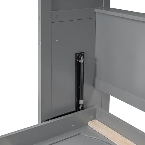 Queen Size White Wood Murphy Bed with Shelves X6139