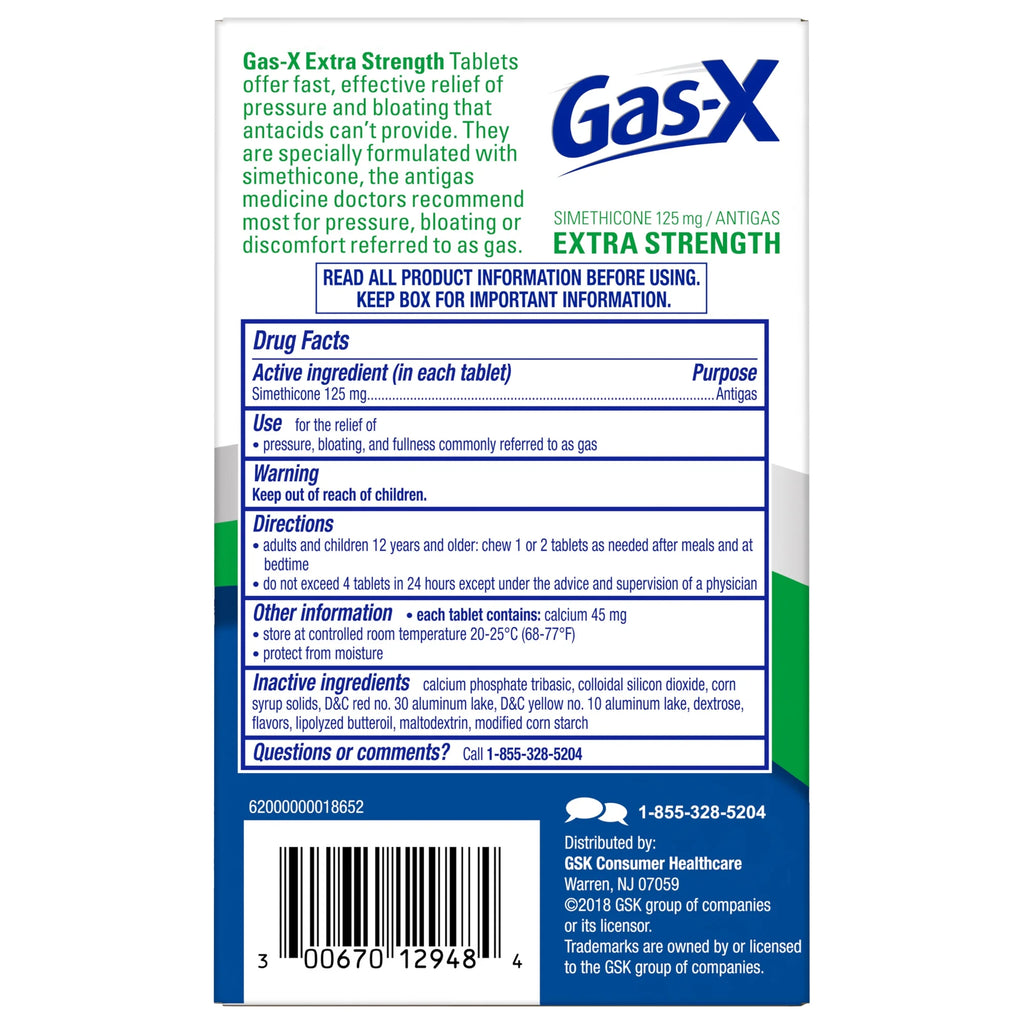 Peppermint Creme Gas Relief Chewable Tablets, 48 Count X44217