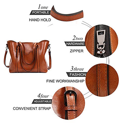 Brown Leather Top Handle Satchel Tote Bag O96868