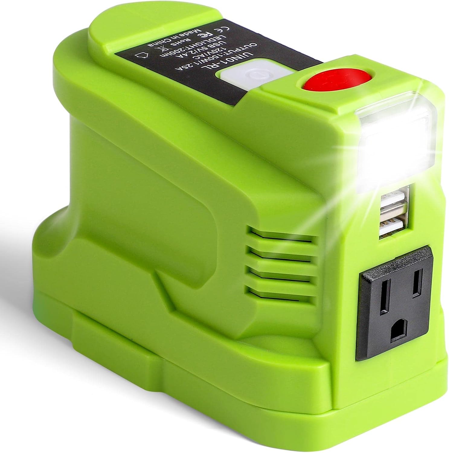 150 Watt Powered Inverter Generator, 18V DC to AC 110V 120V, for 18 Volt Lithium Battery USB Charger Adapter, with LED Light S803923