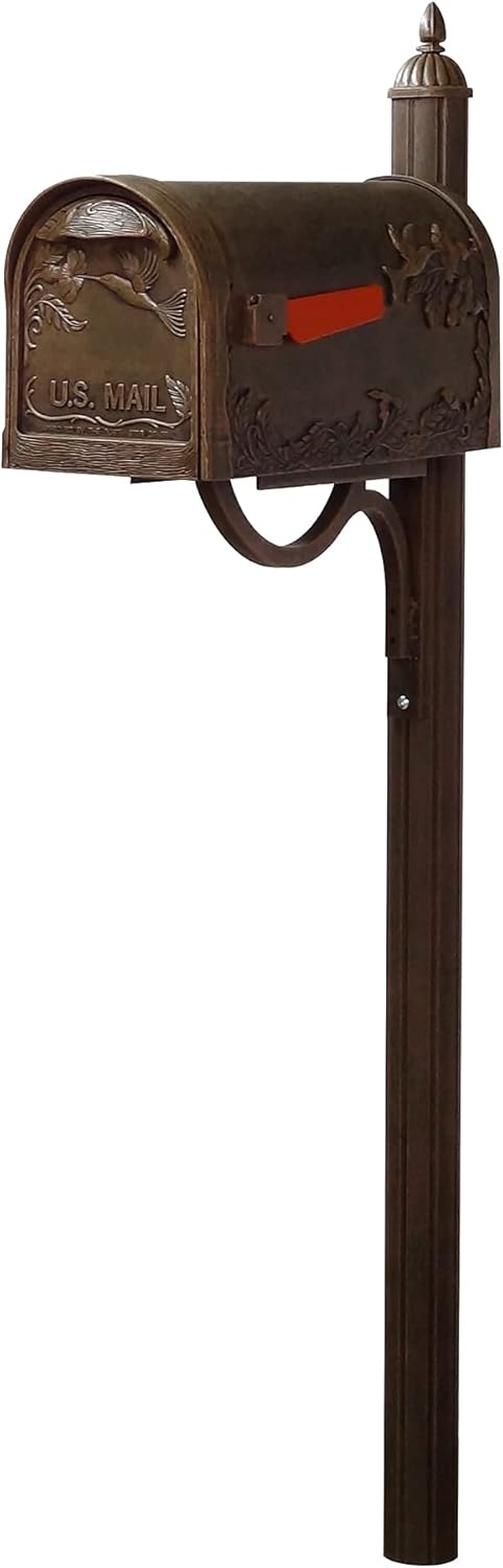 Copper Hummingbird Mailbox with Locking Insert and Mailbox Post P28720