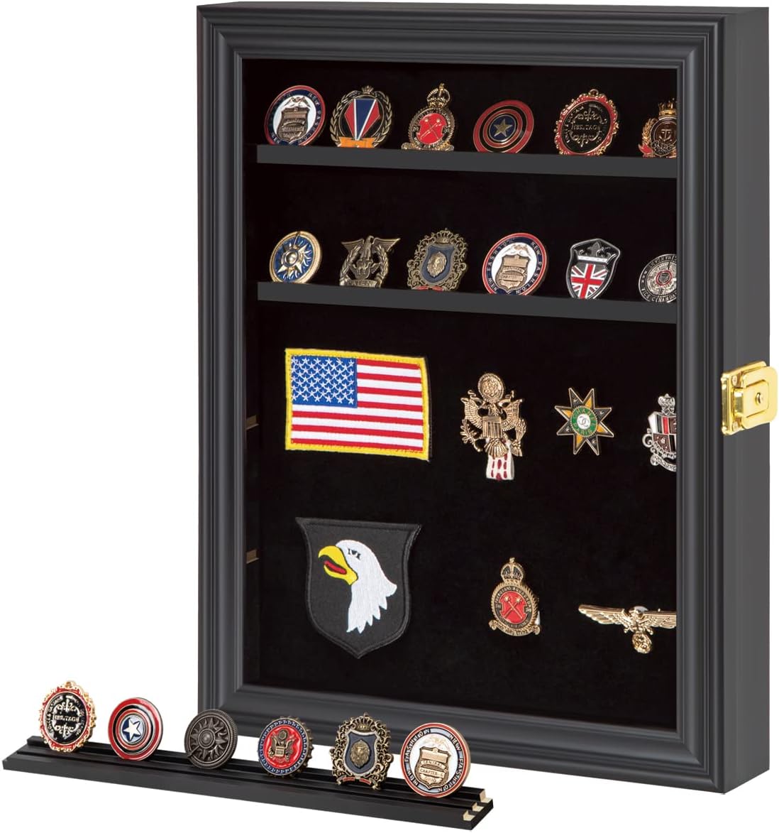 Black Shadow Box with Removable Shelves and Pinnable Background K839334