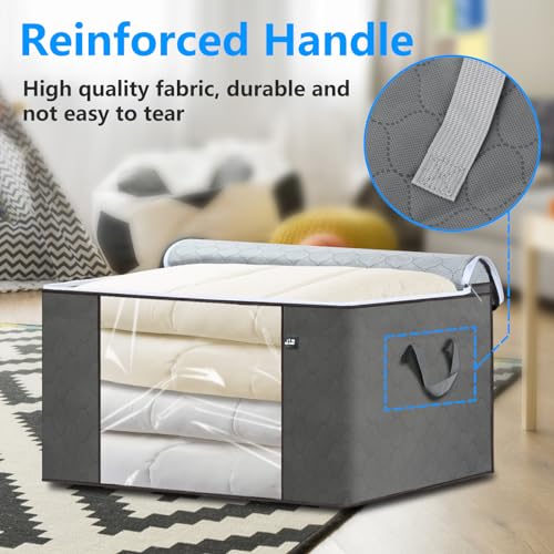 3 Pack Grey 60L Foldable Storage Bags with Zipper Z383994