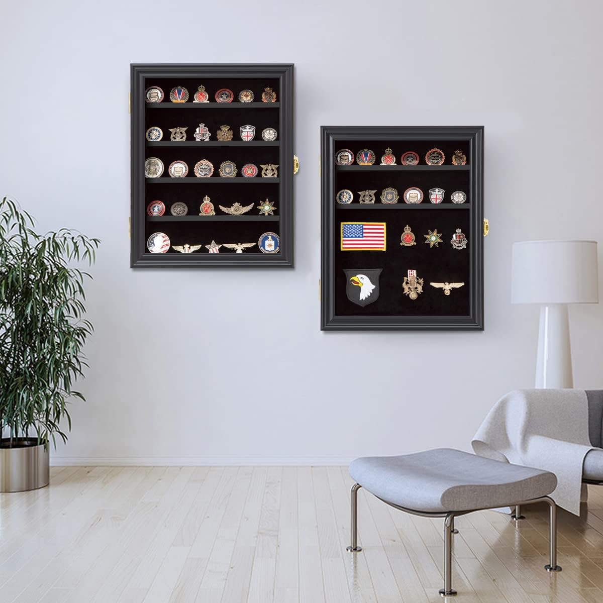 Black Shadow Box with Removable Shelves and Pinnable Background K839334