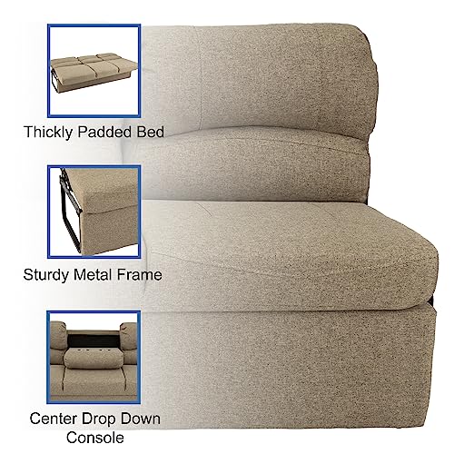 62" RV Jackknife Sleeper Sofa with Drop-Down Console Cloth Fabric E8229