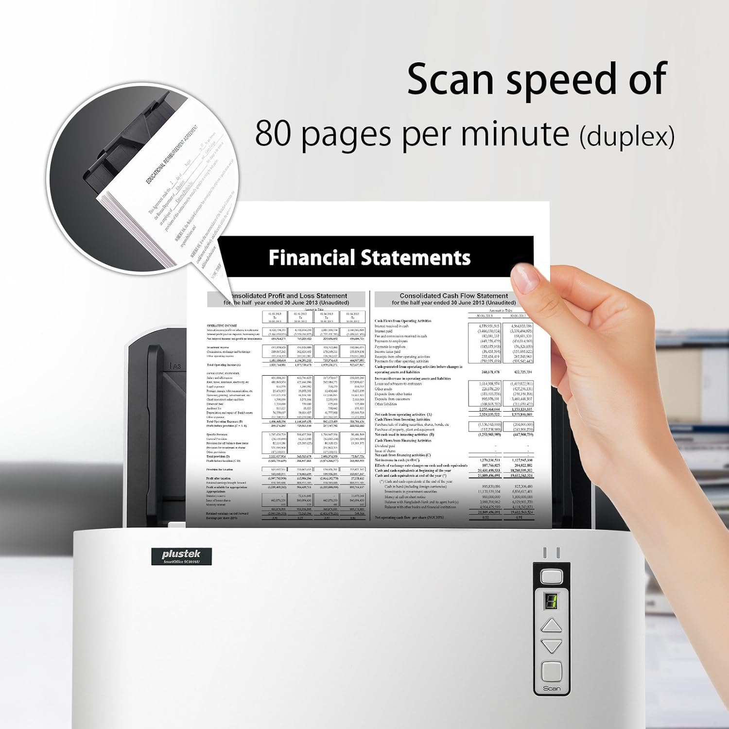 100 Page ADF 80ppm A3 Document Scanner U965264