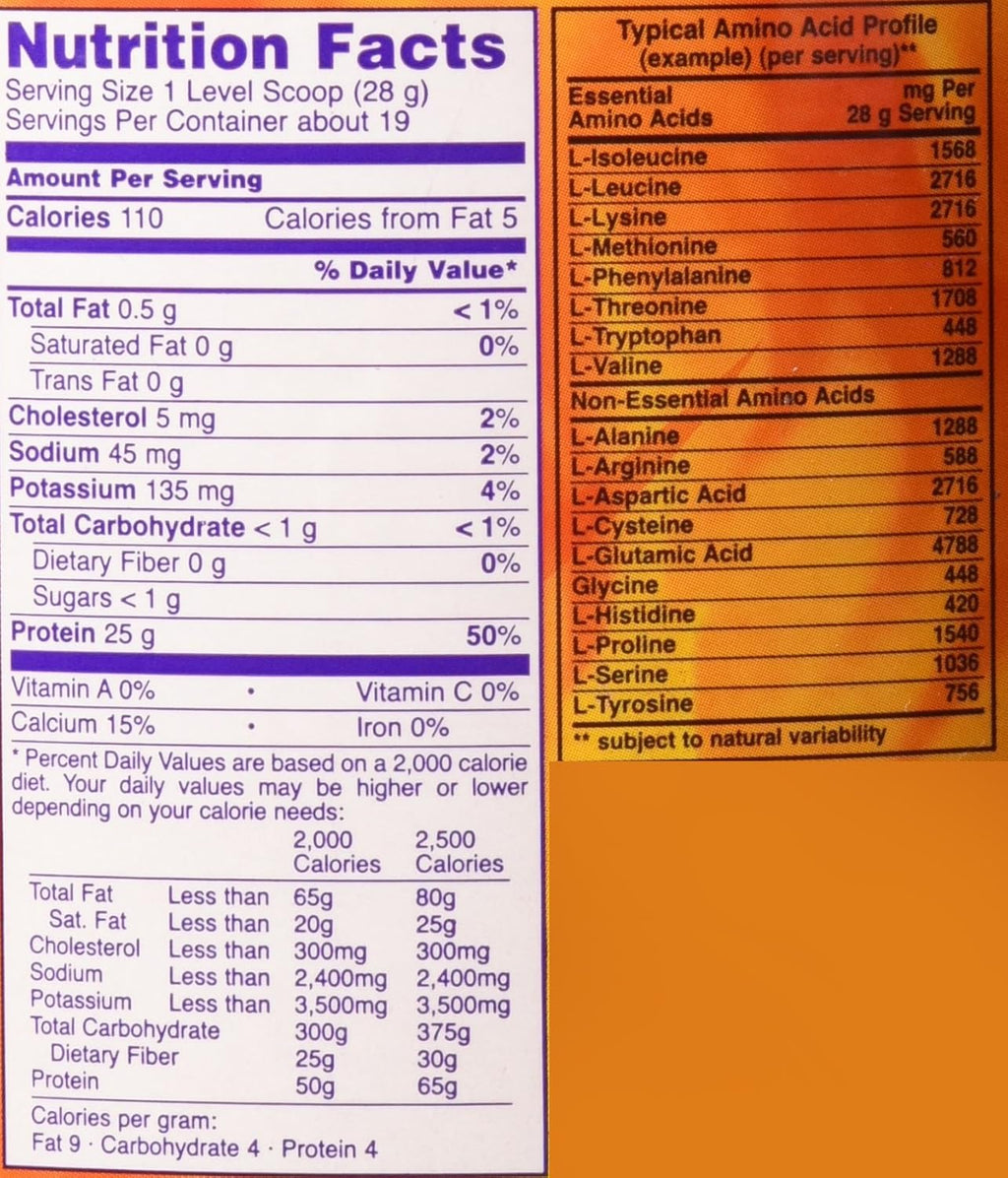 Unflavored Whey Protein Isolate Powder with BCAAs 1.2 lb A31697
