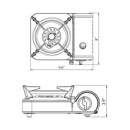 Mini Butane Portable Gas Stove with Carrying Case, stainless steel, white P26218