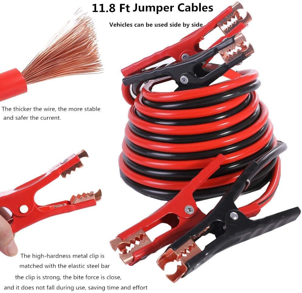 124 Pcs Emergency Car Kit with Jumper Cables 11.8 Foot and Folding Survival Shovel P45498