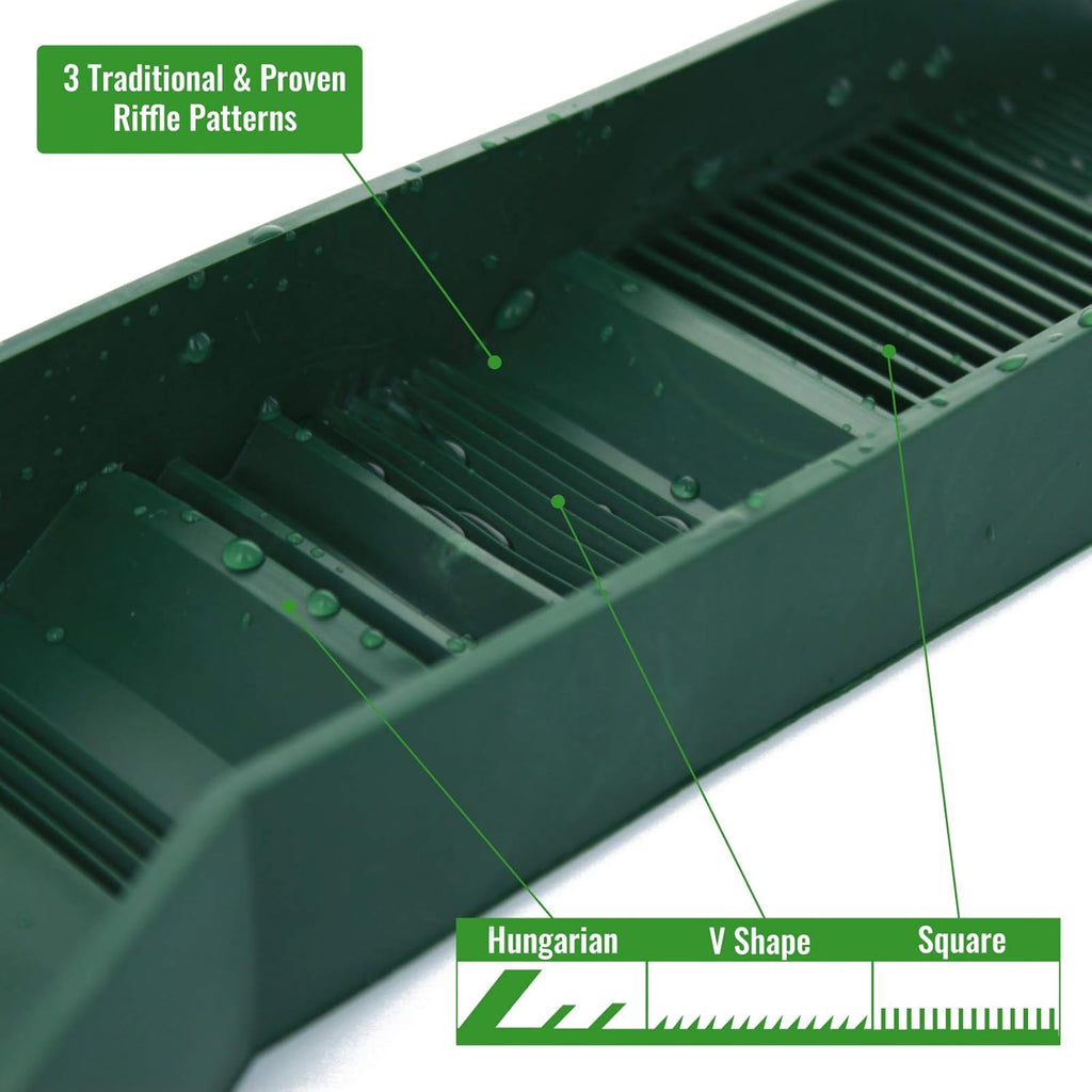 12" Pocket Mini Sluice Box with 3 Riffle TPR Rubber Groove Mat W69150