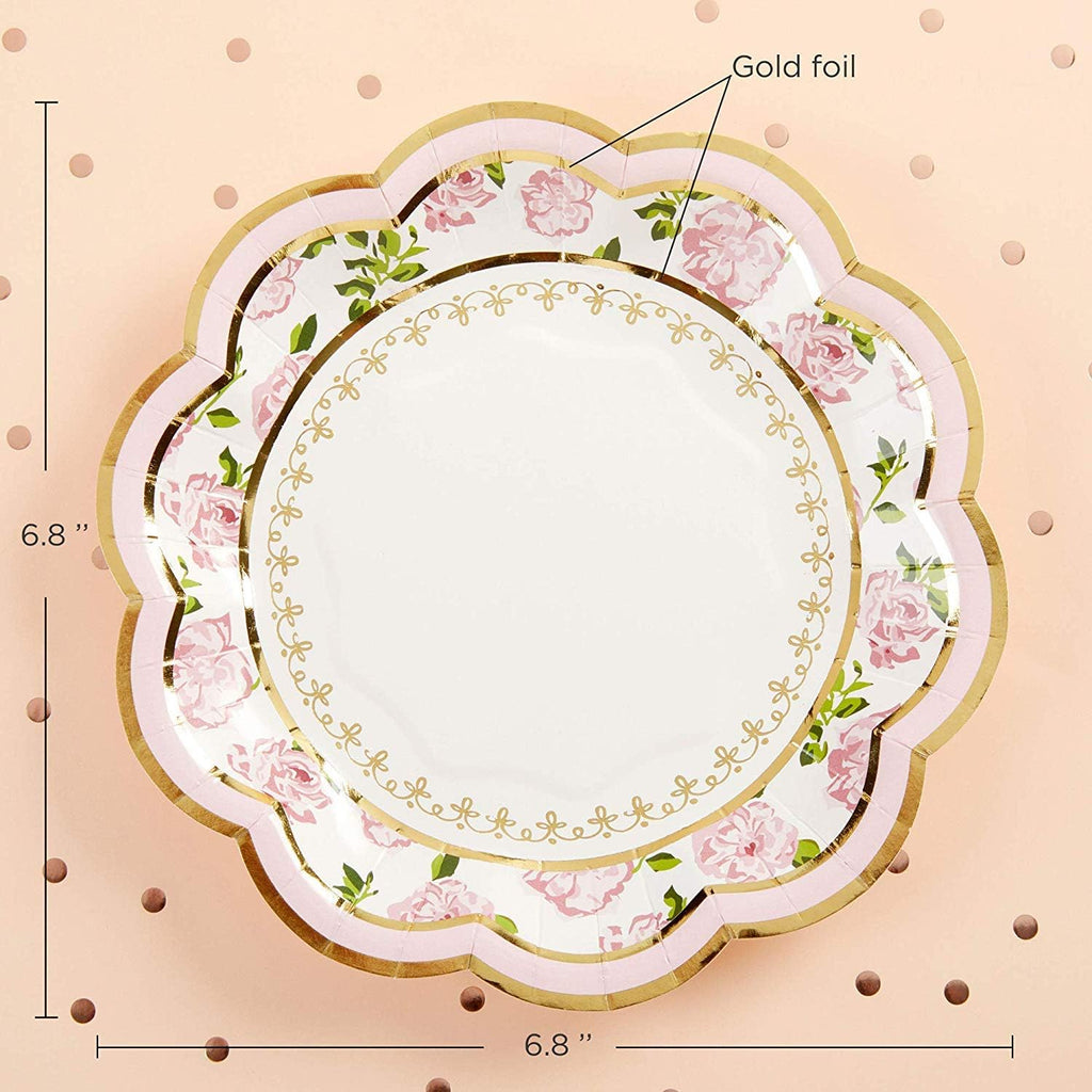 32 Pcs 7 Inch Pink Floral Paper Plates N366032