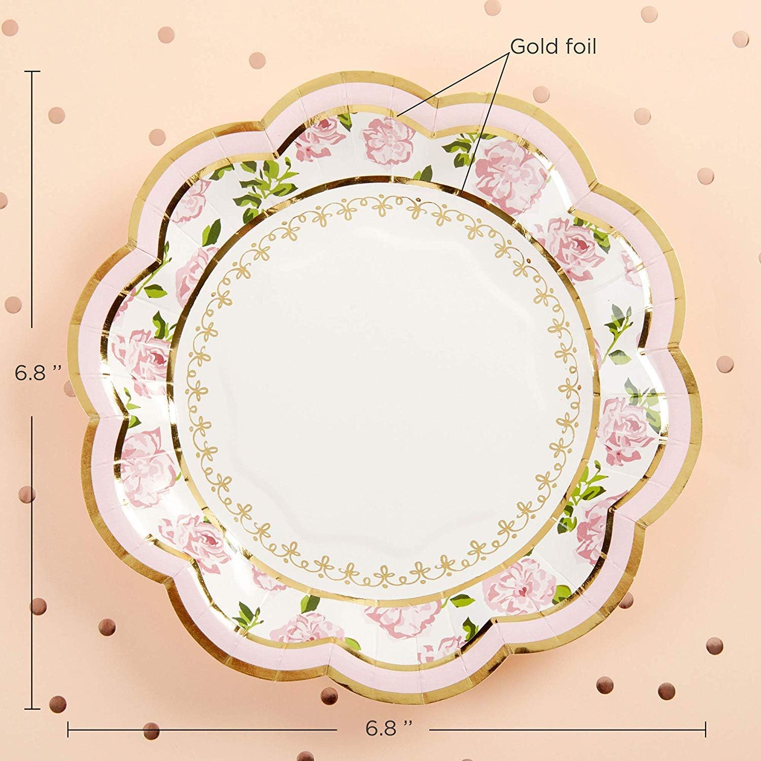 32 Pcs 7 Inch Pink Floral Paper Plates N366032