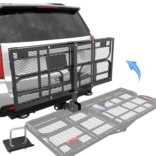 500 Lbs Folding Hitch Mount Cargo Carrier, 2" Hitch Receiver, 60" x 24" x 14" Size M419