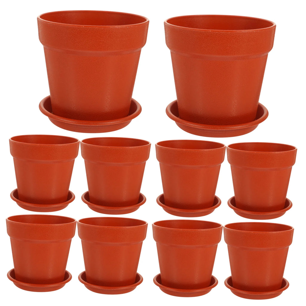 10 Sets Imitation Pottery Plastic Flower Nursery Garden Planter N277433