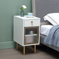 White Narrow Nightstand with Drawer J143