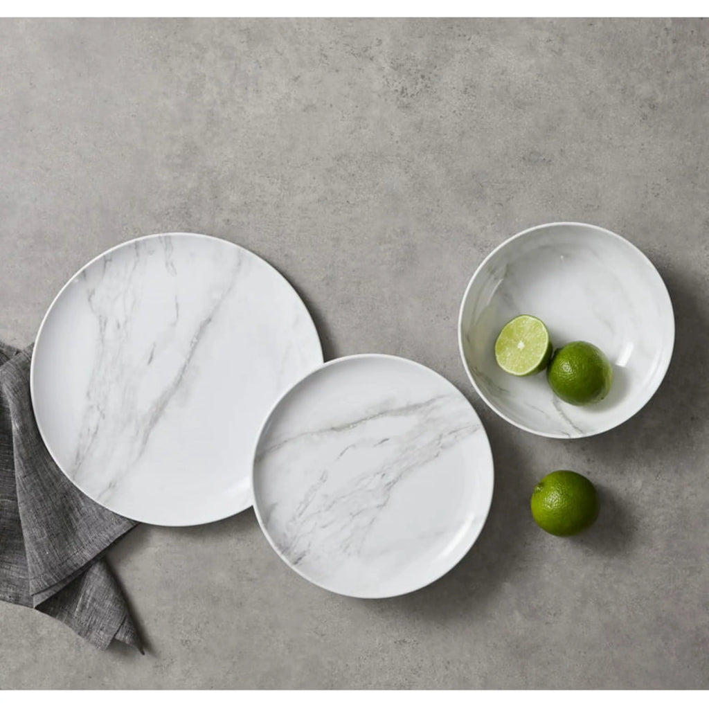 12-Piece Melamine Grey and White Marble Dinnerware Set P807