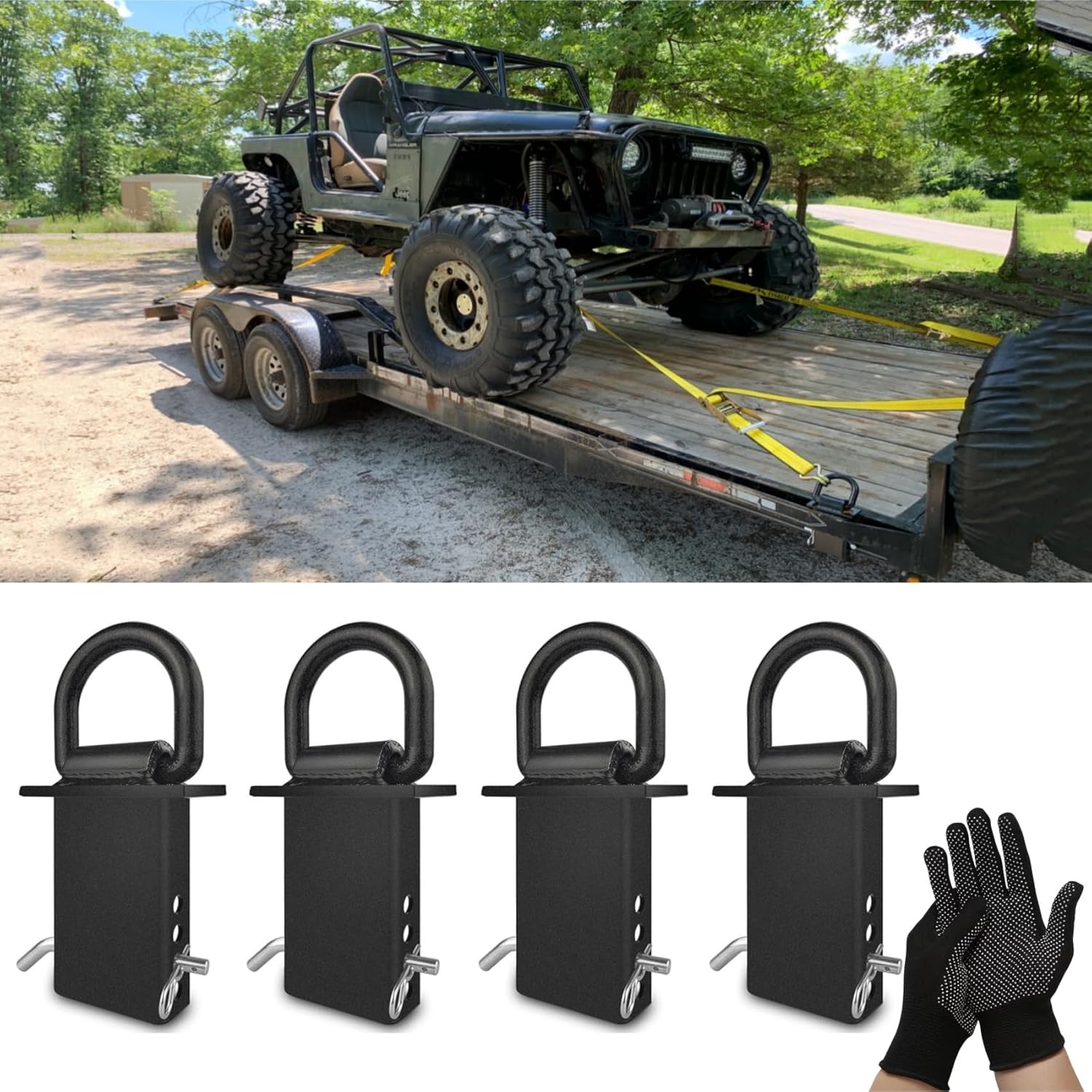 4pcs 12000lbs Heavy Duty Removable D Ring Stake Pocket Tie Down P848605