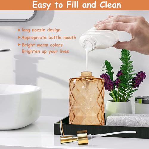 Green Glass Soap Dispenser Set with Black Pump, 13.5oz Refillable (2 Pack) D375746