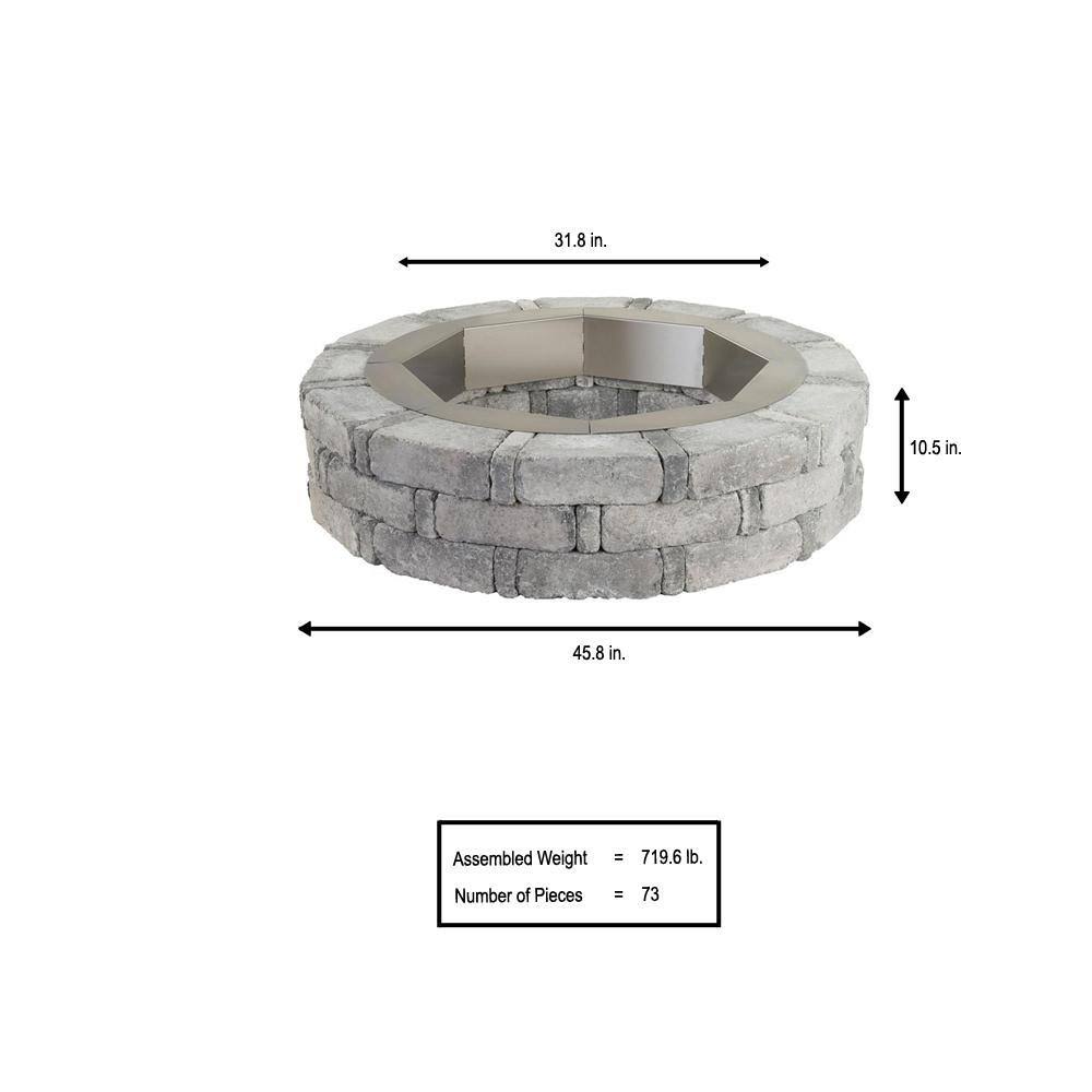 46 x 10.5 in. Round Concrete Fire Pit Kit with Steel Insert K25548