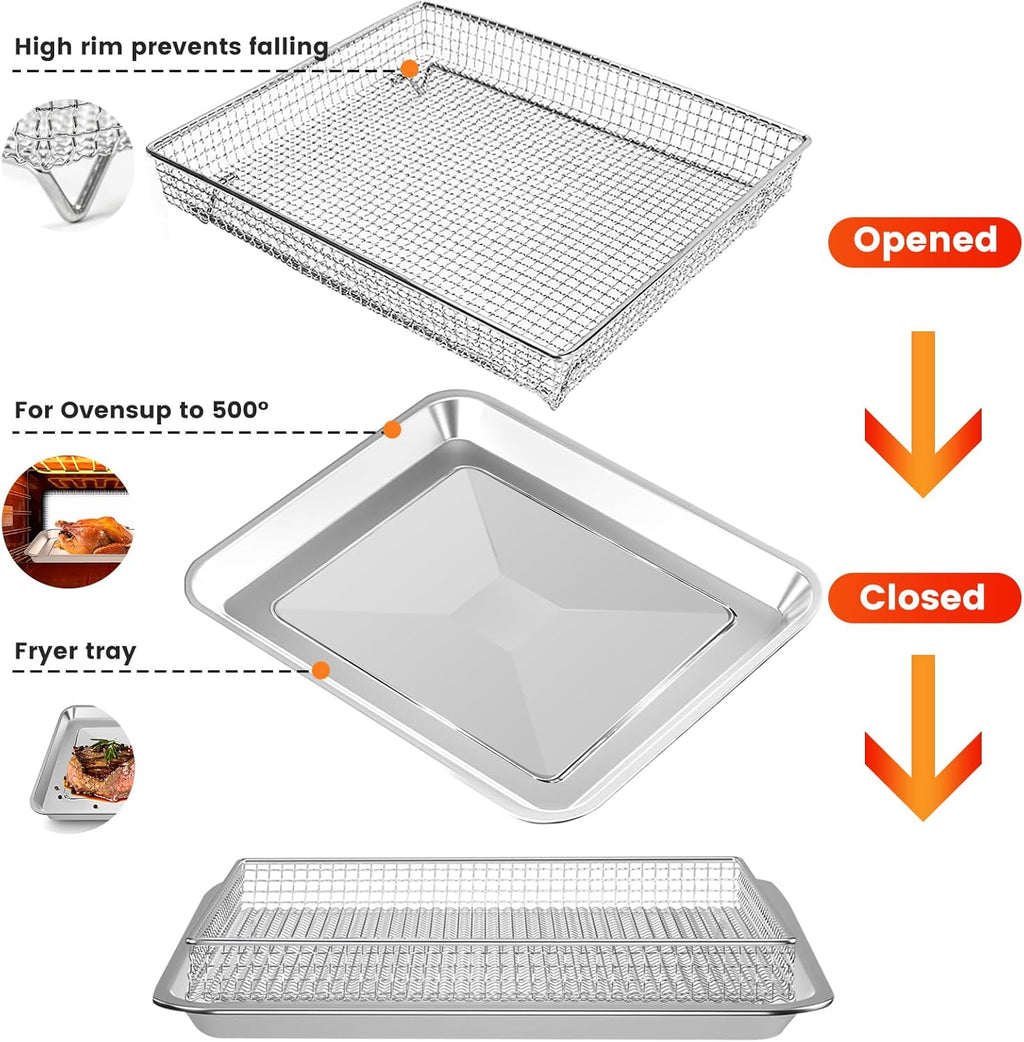 12.2 x 11 Inch Stainless Steel Mesh Air Fryer Basket Y3556