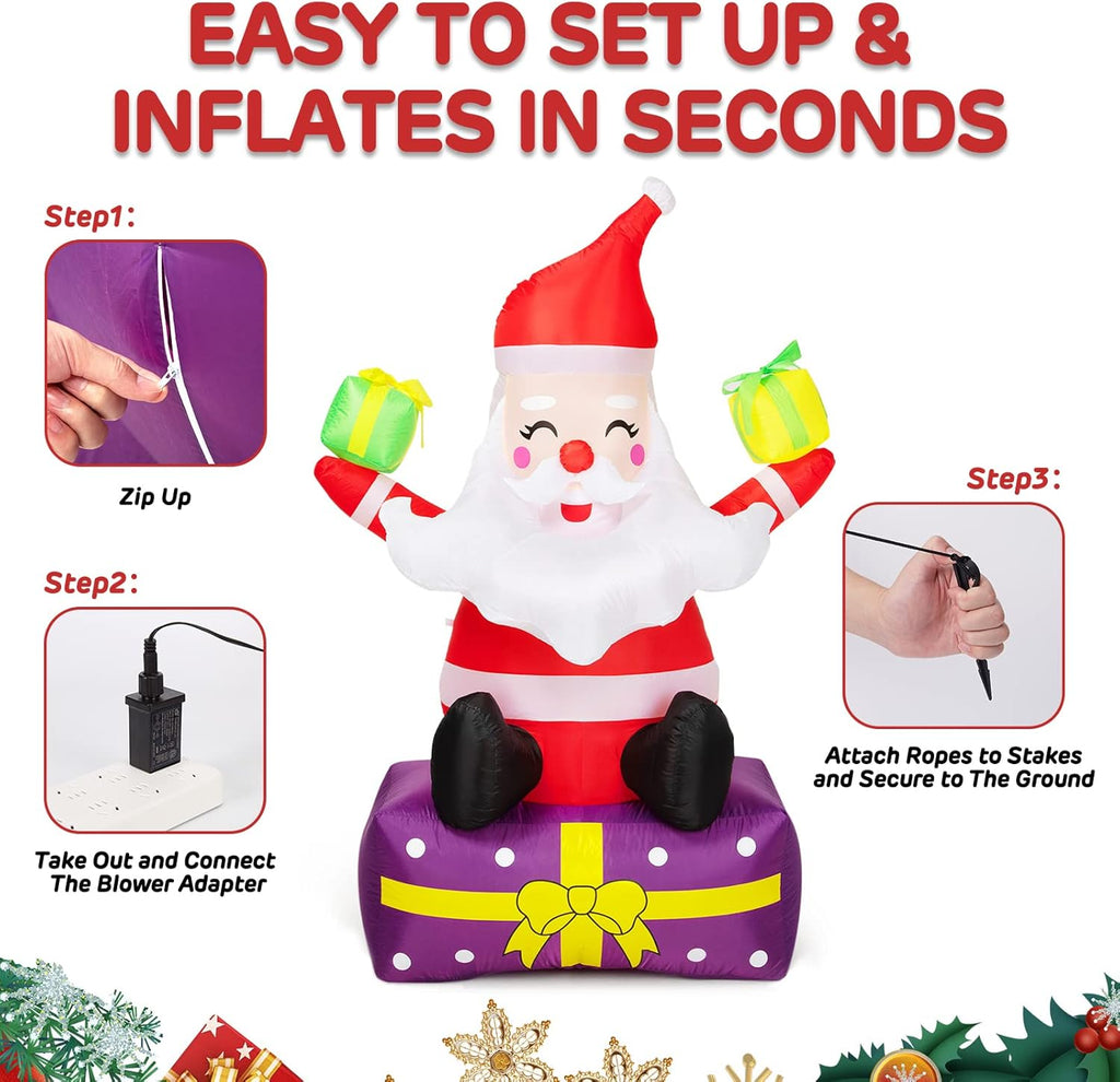 6 Ft Inflatable Santa Claus with Gift Boxes S420