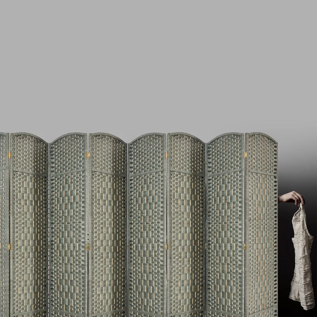 5.7ft Grey Wood Room Divider 8 Panels J874357