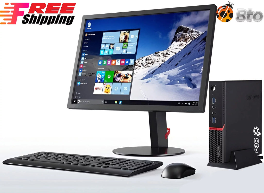 Restored Desktop Mini PC Intel Pentium 2.64GHz Processor 8GB RAM 128GB SSD 19 Inch LCD Wifi Adapter Keyboard Mouse Windows 10 Pro B4348