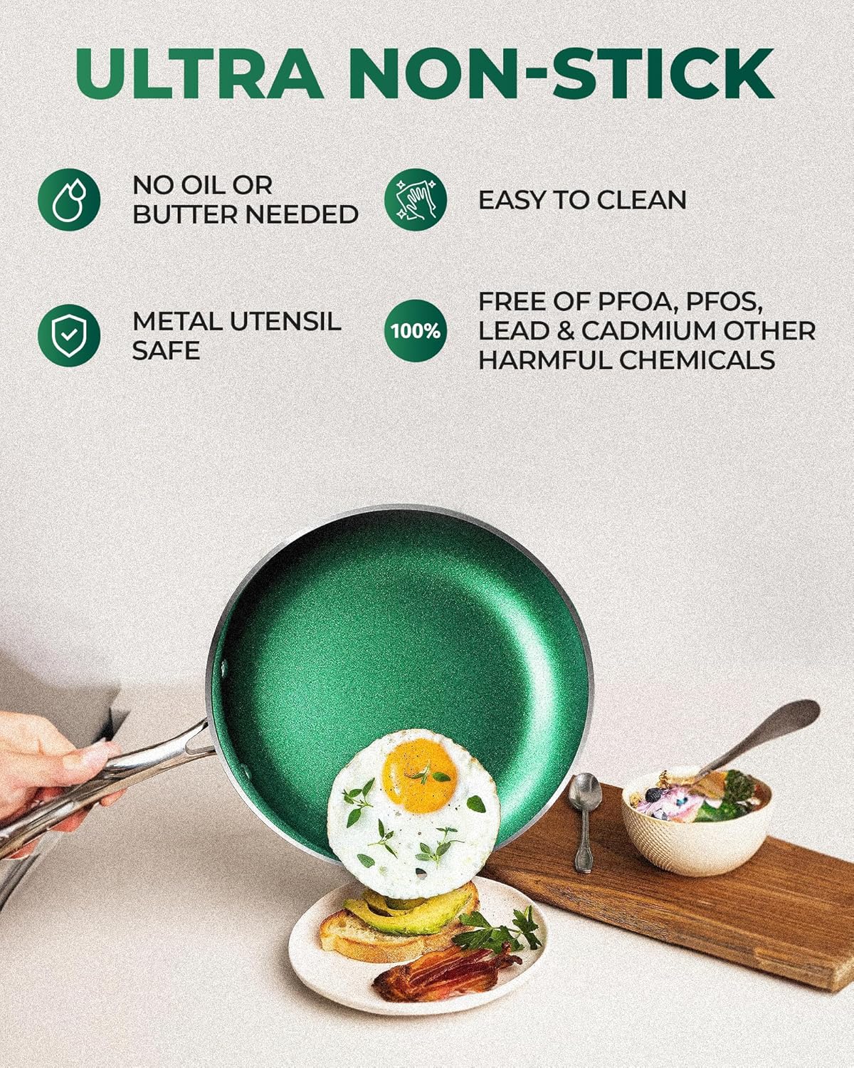 12 Inch Non Stick Frying Pan with Mineral and Diamond Coating P5056