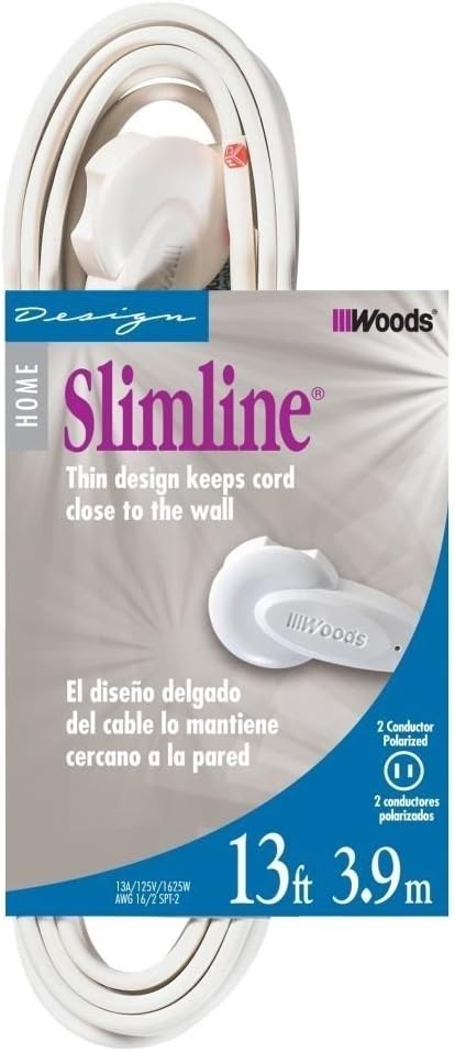 White 13-Foot Flat Plug Extension Cord Y212741