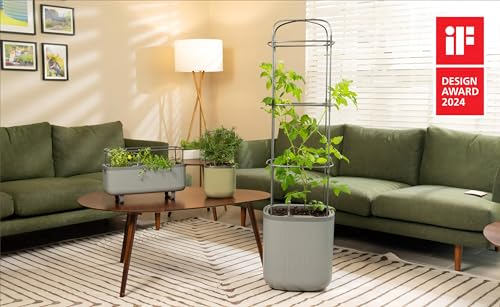 Sage Green Self-Watering Indoor Planter with Trellis T1876