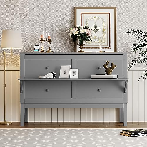 Full Size Solid Wood Murphy Bed with Cabinet and Drawers G13267