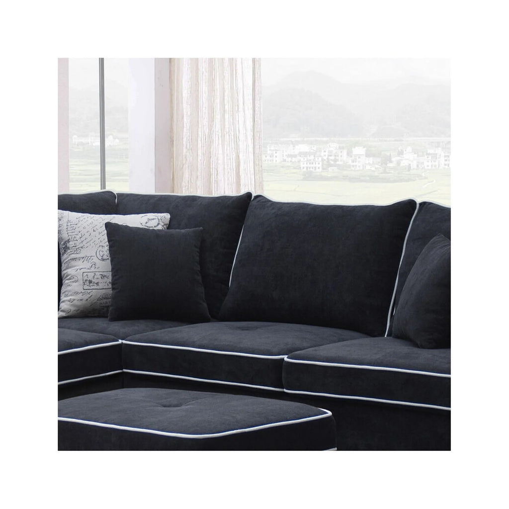 Country Cottage Fabric Sectional Sofa With Left-Facing Chaise And Storage Ottoman P80748