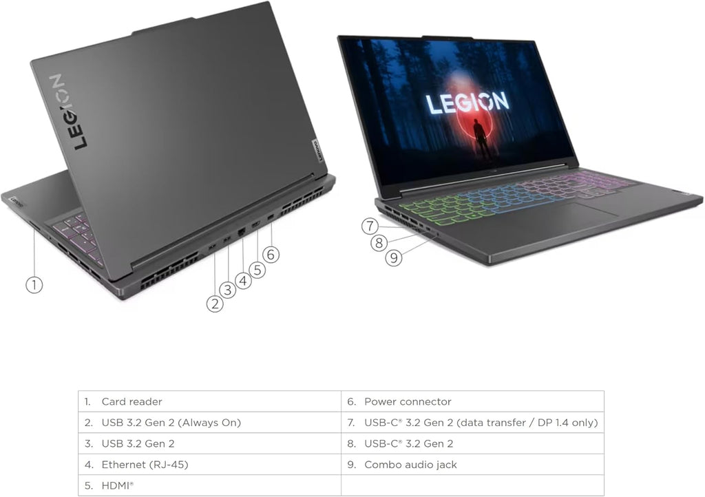 Lenovo Legion Slim 5 Gaming Laptop, 16” WUXGA Screen, NVIDIA GeForce RTX 4060, AMD Ryzen 5 7640HS, 64GB RAM, 2TB PCIe SSD G682