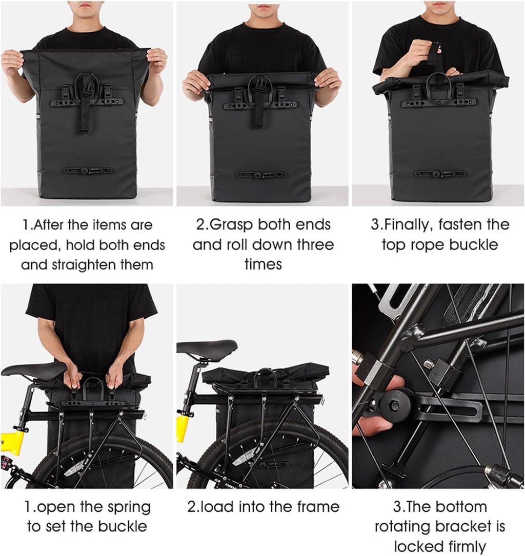 30L Large Capacity Bike Rear Rack Bag with Reflective Stripe T962126