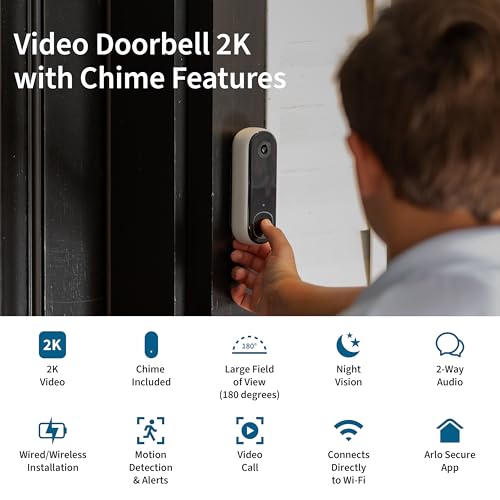 White 2K Video Doorbell with Chime 2 Bundle T78780
