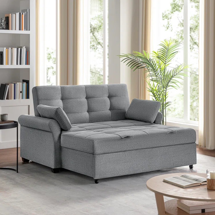Queen Rolled Arm Tufted Back Convertible Sleeper Sofa I806741