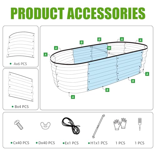 Galvanized Raised Garden Bed, 4x2x1ft Oval Metal Planter Box J111