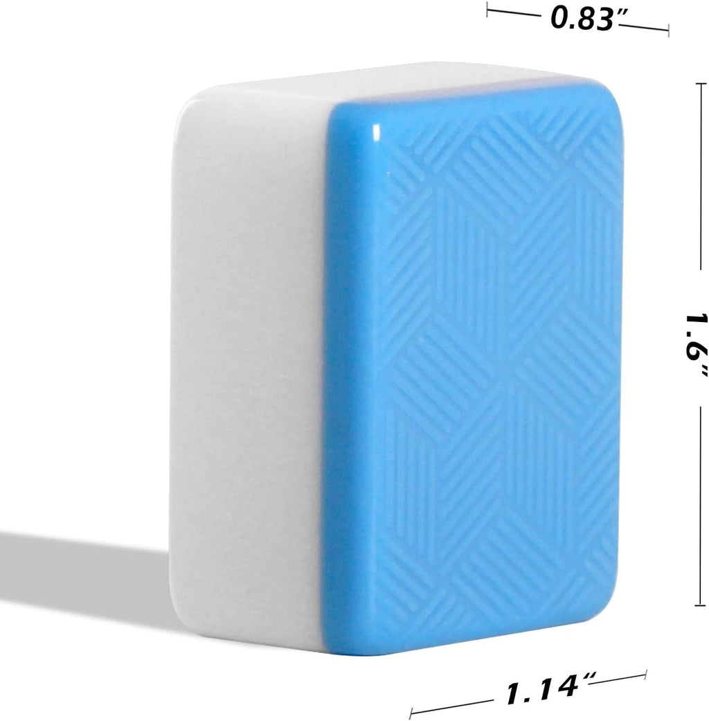 X-Large 1.6" Durable Melamine Mahjong Tiles Blue Mahjong Set with Carrying Case L6010